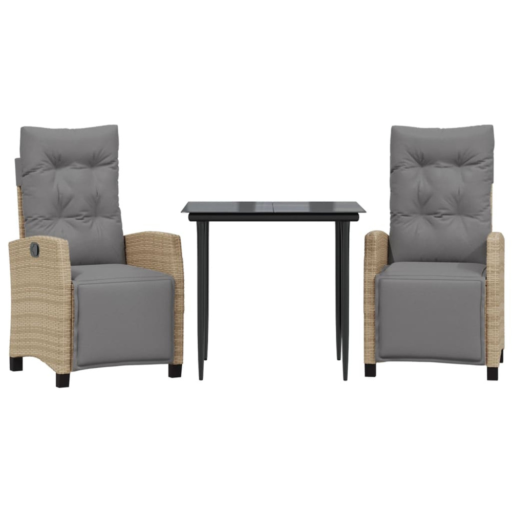 Ensemble à manger de jardin et coussins 3 pcs mélange beige