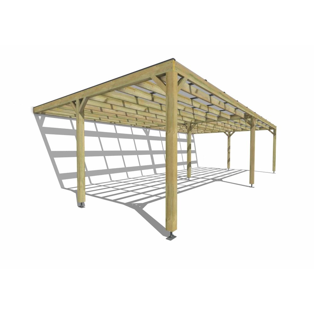 Pergola bois • 10m x 5m • adossée • sens largeur • couverture étanche transparente incluse • livraison comprise