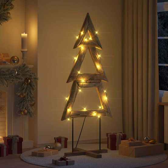 Sapin de noël en bois de teck massif décoration rustique pour salon 180 cm