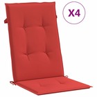 Coussins de chaise de jardin dossier haut lot de 4 rouge tissu