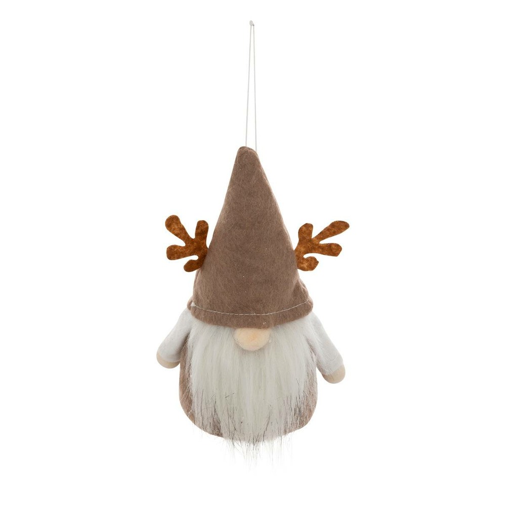 Sujet gnome renne textile h.14cm marron