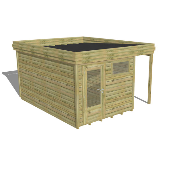 Abri de jardin bois pin traité autoclave 27mm - 3,64x4,34m / 16m2 - bac acier - plancher bois