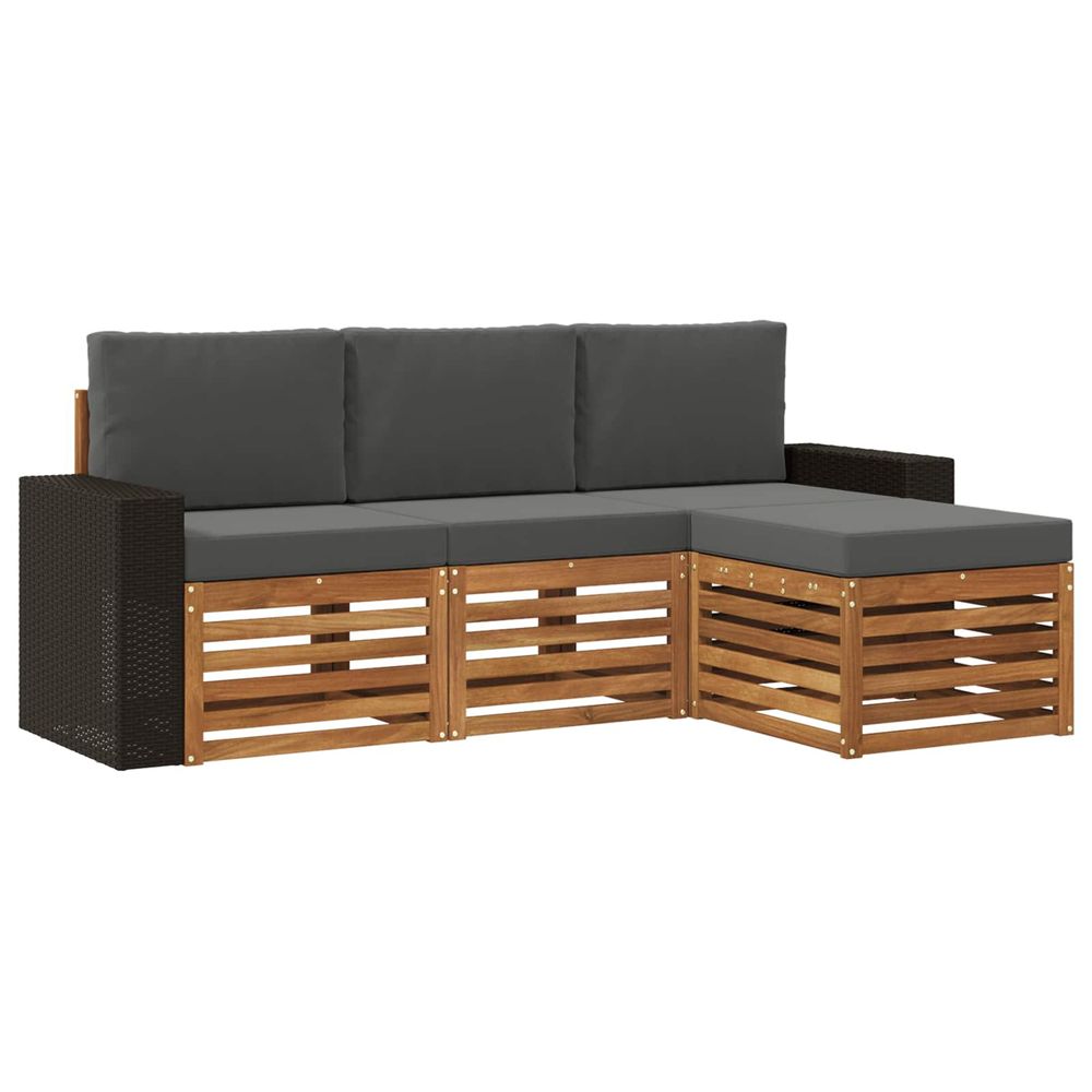 Ensemble de canapés d'extérieur 4 pc naturel et anthracite