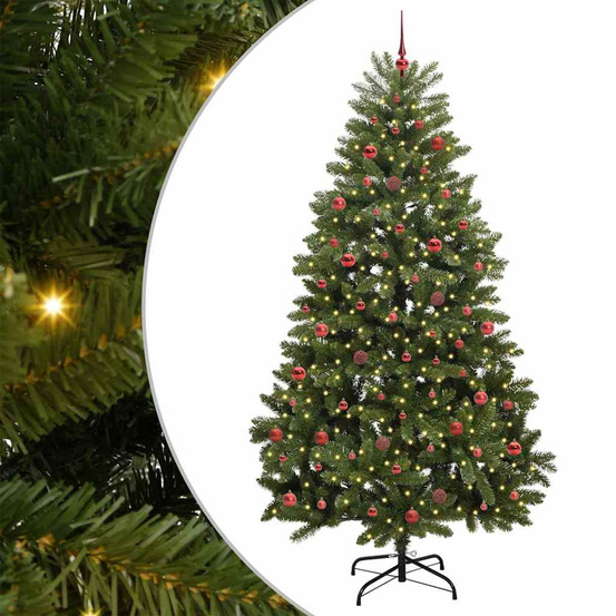 Sapin de noël artificiel avec 300 led vert 240 cm pvc et métal