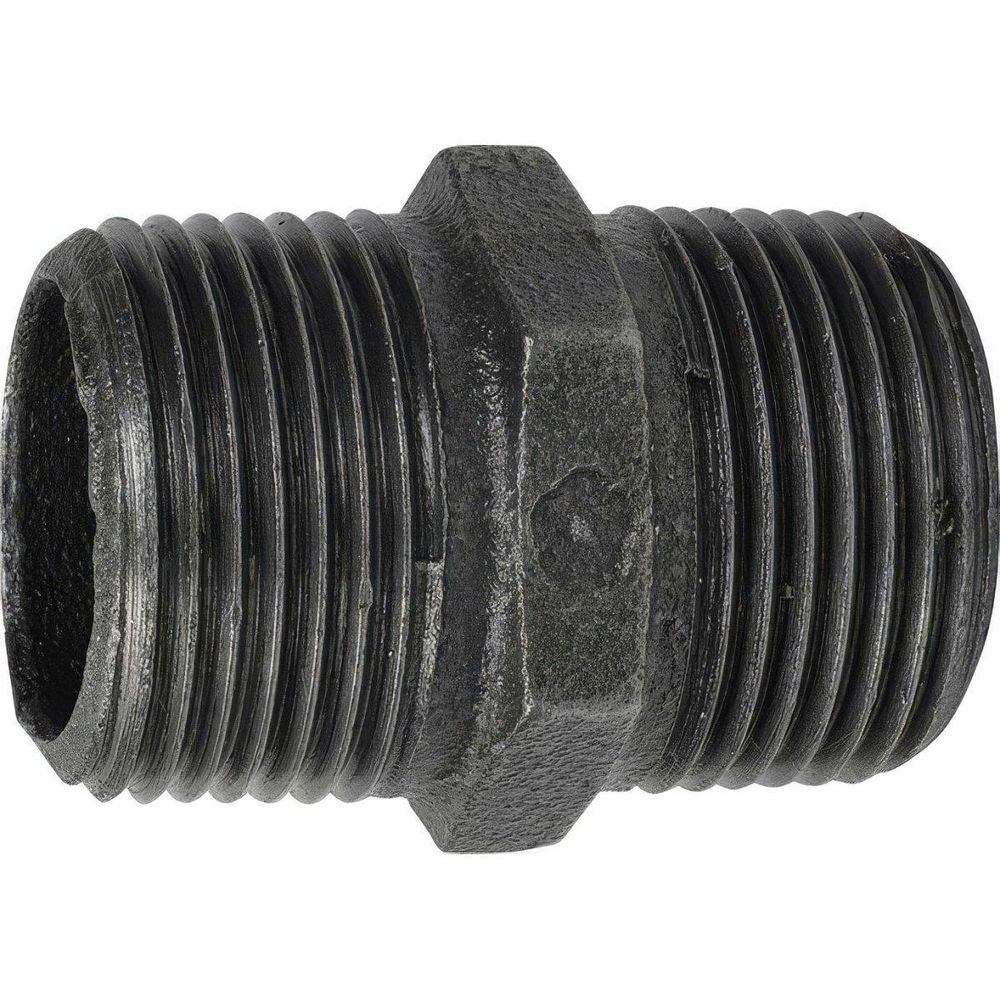 Mamelon mâle-mâle en fonte malléable à cœur noir - 1/2''