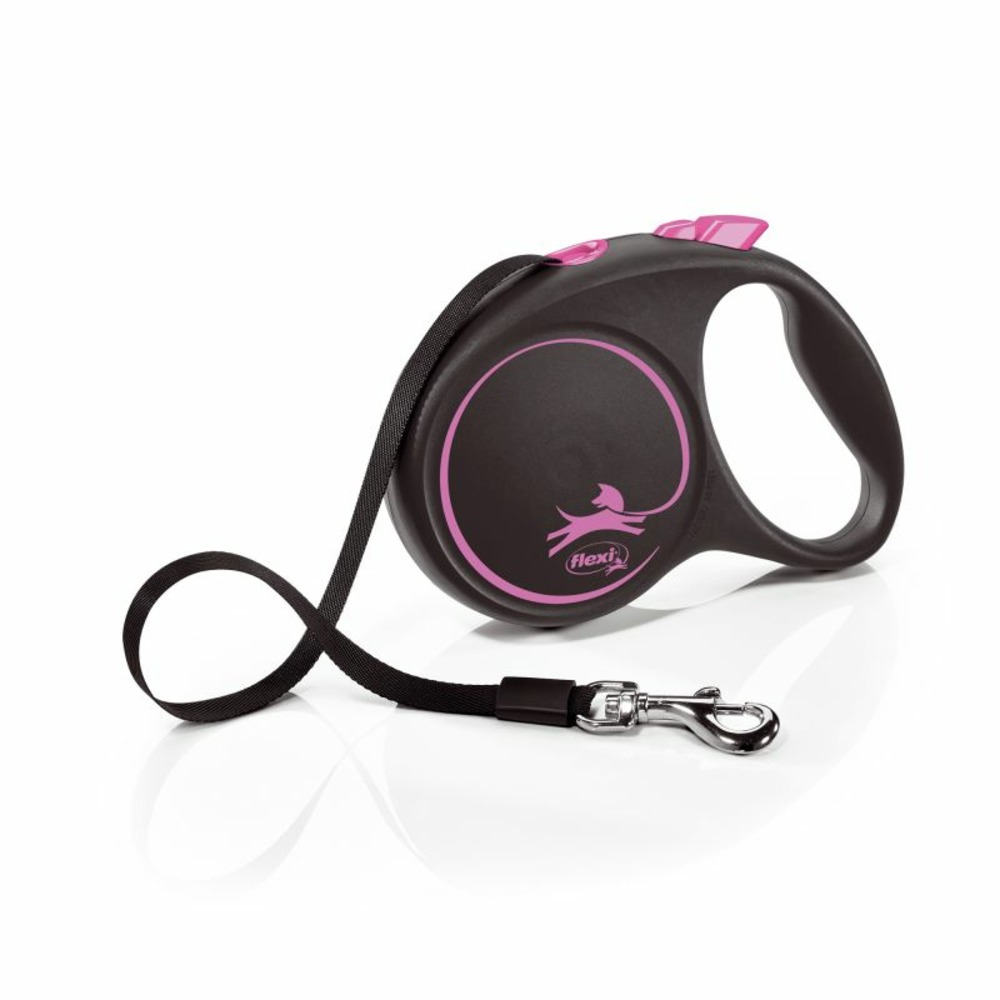 Laisse black design l tape 5m black/ pink flexi fu32t5-251-s-cp