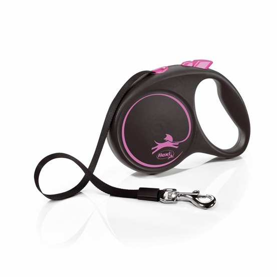 Laisse black design l tape 5m black/ pink flexi fu32t5-251-s-cp
