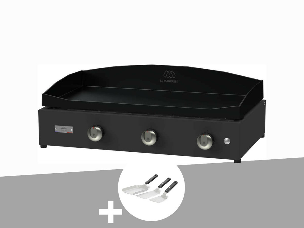 Plancha pure 375 noire gaz + kit 3 spatules