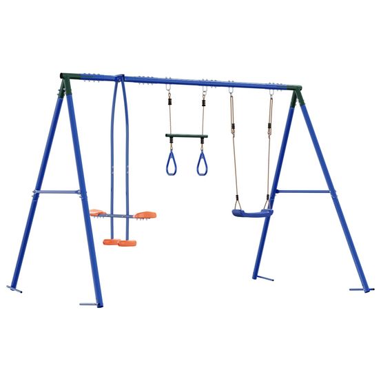 Ensemble de balançoires d'extérieur multicolore acier et pe