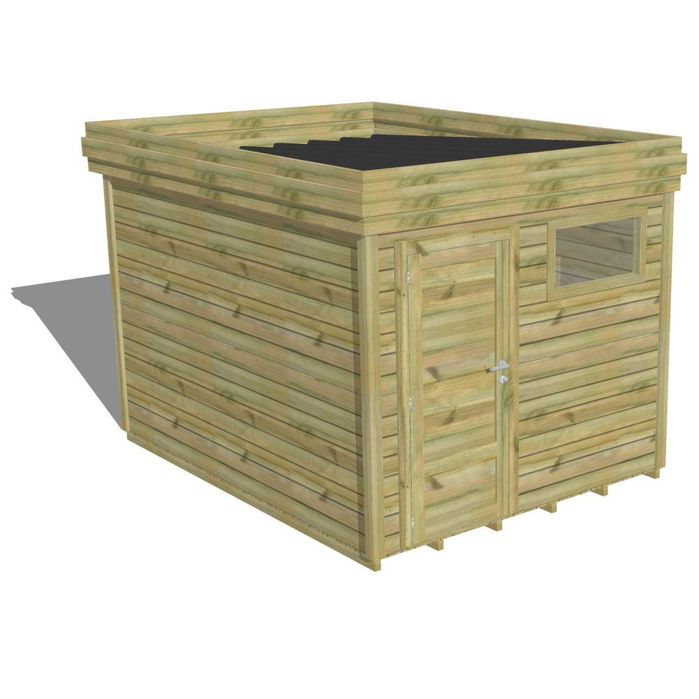 Abri de jardin bois pin traité autoclave 27mm - 2,64x3,44m / 9m2 - bac acier - plancher bois