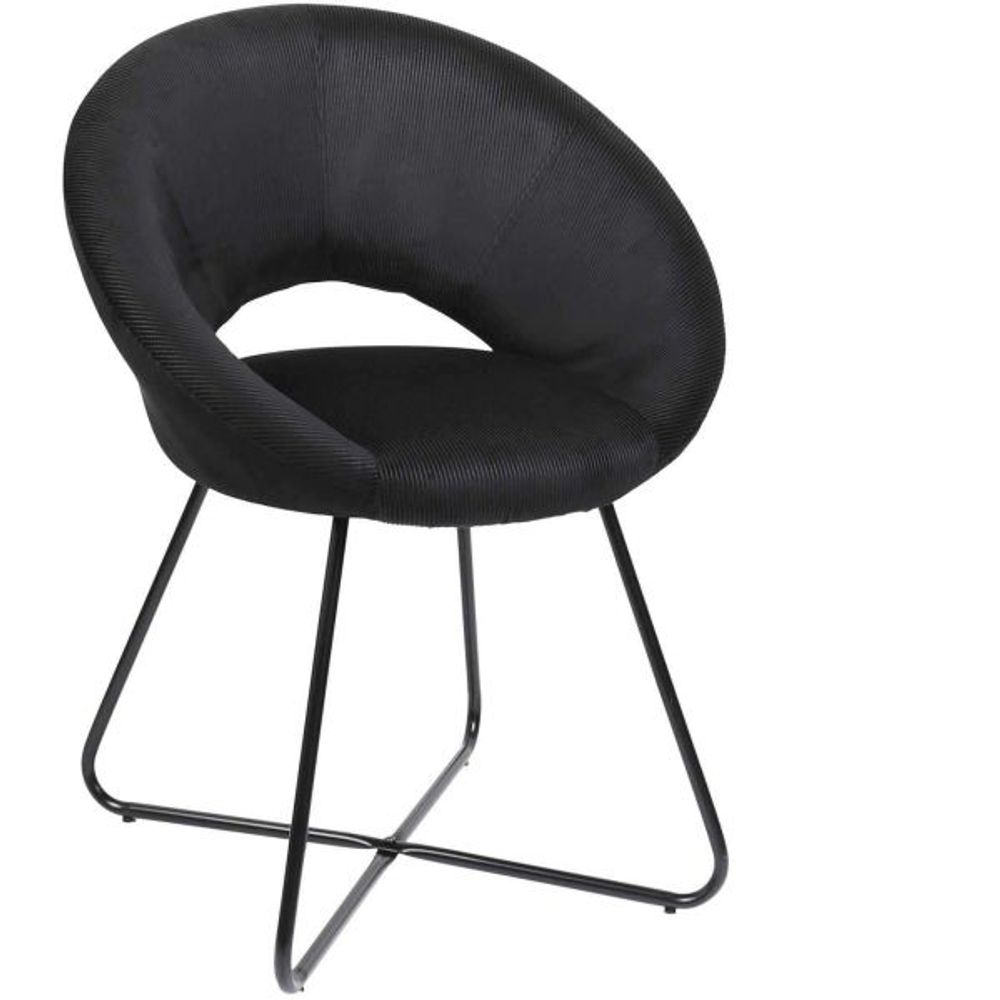 Fauteuil rond en velours cotelé giulia noir