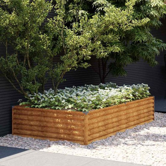 Carré potager rectangulaire acier corten jardin rouillé 195x100x36 cm