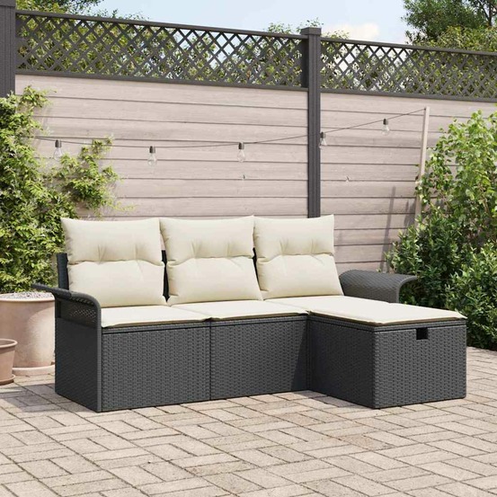 Ensemble de canapé de jardin avec coussin 4 pcs poly rotin