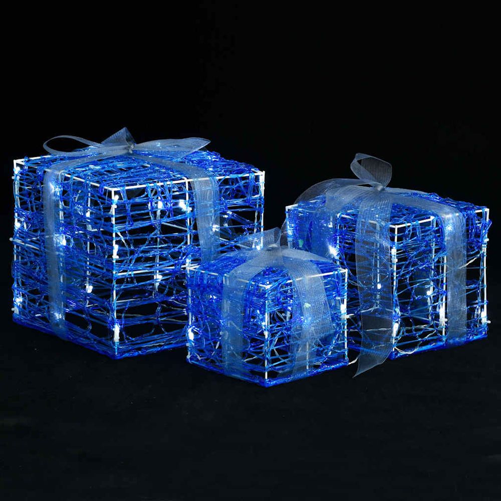 Boîtes-cadeaux de noël décoratives 3 pcs acrylique blanc froid