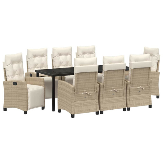 Ensemble de salle à manger pour jardin 9 pcs beige polyrotin
