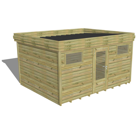 Abri de jardin bois pin traité autoclave 27mm - 4,34x3,44m / 15m2 - bac acier - plancher bois