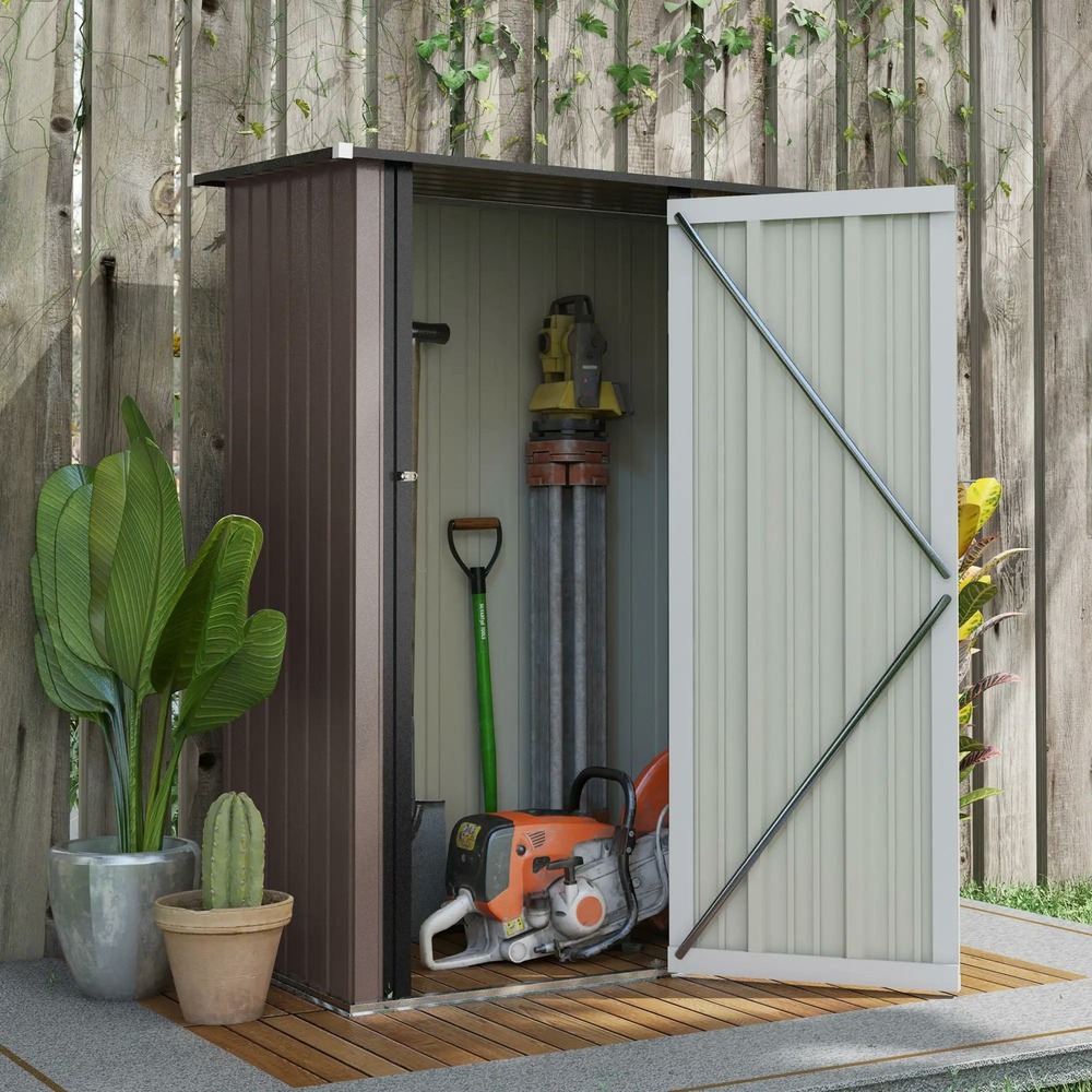 Abri de jardin 1,2 m² - remise pour outils - cabanon porte verrouillable - tôle d'acier marron
