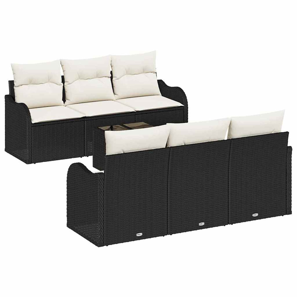 Ensemble de canapé de jardin avec coussin 7 pcs noir et crème