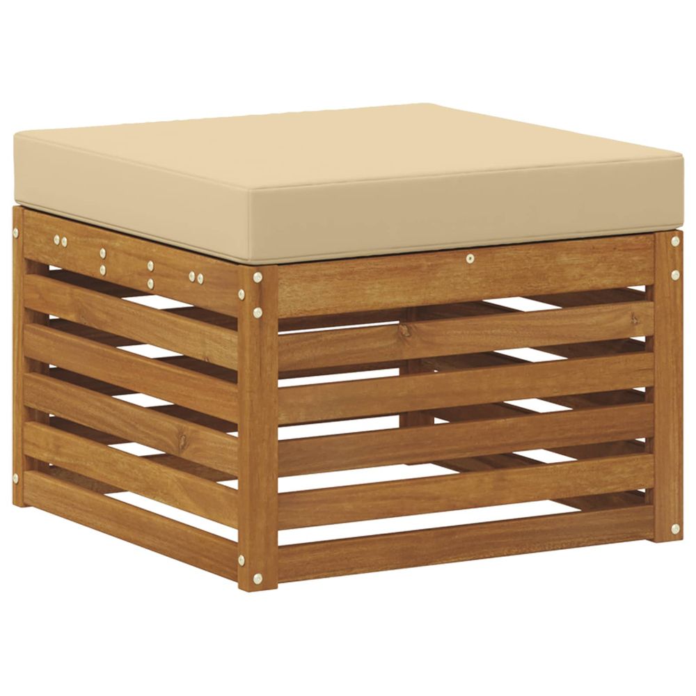 Pouf d'extérieur bois d'acacia massif naturel