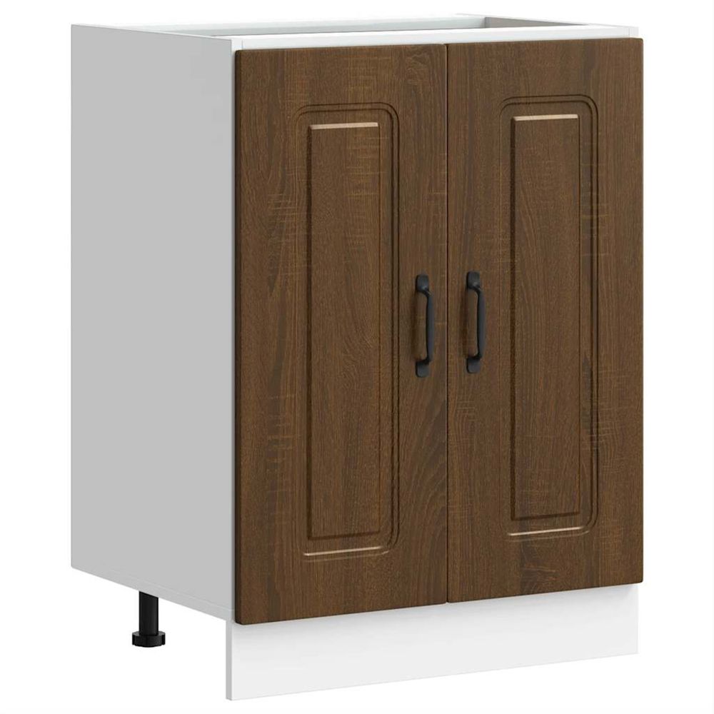 Meuble bas pour évier kalmar chêne marron bois d'ingénierie