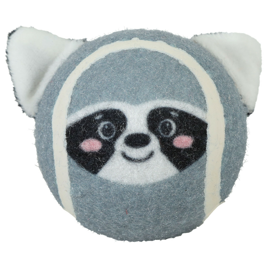 Balle de tennis ø 8 cm en forme d'animaux tête raton laveur pour chien