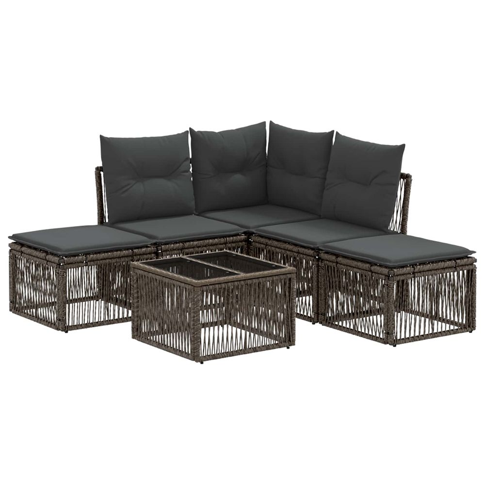 Ensemble de canapé de jardin 6 pc gris polyrotin
