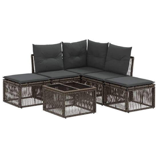 Ensemble de canapé de jardin 6 pc gris polyrotin