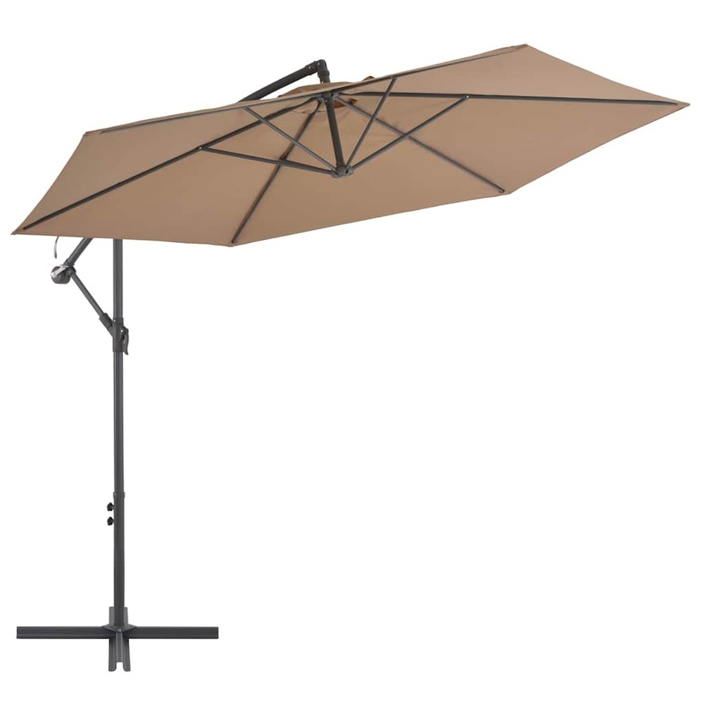 Parasol de jardin en porte-à-faux et poteau en aluminium taupe