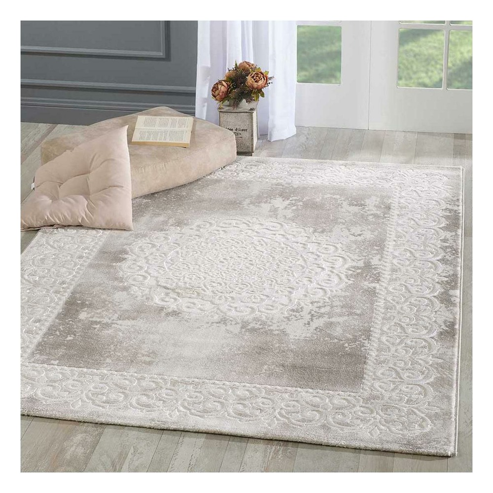 Tapis oriental 200x280 rectangle beige tissé motif ancestral lyn7 balrod