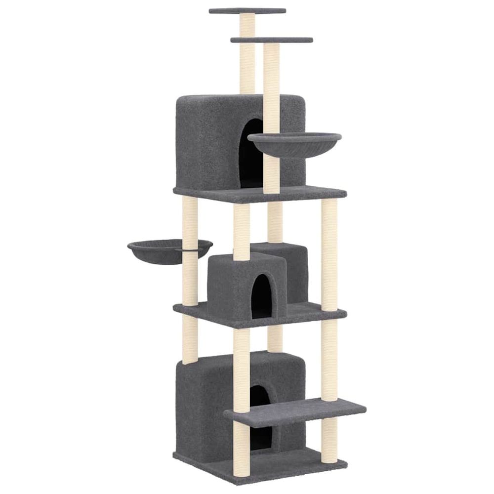 Arbre à chat avec griffoirs en sisal gris foncé 180 cm
