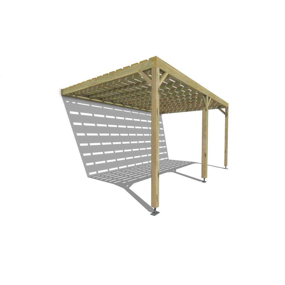 Pergola bois • 5m x 3m • adossée • sens profondeur • platelage bois • livraison comprise