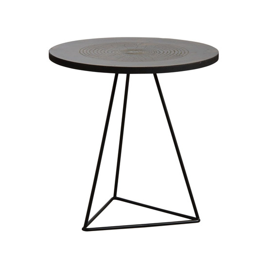 Table ronde métal doré vieilli