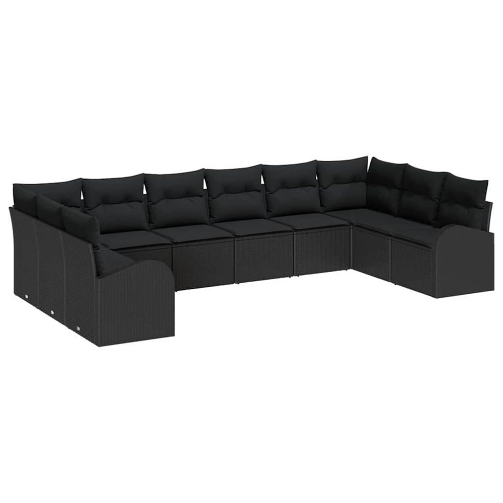 Ensemble de canapés 10 pc noir [synthétique]: polyrotin