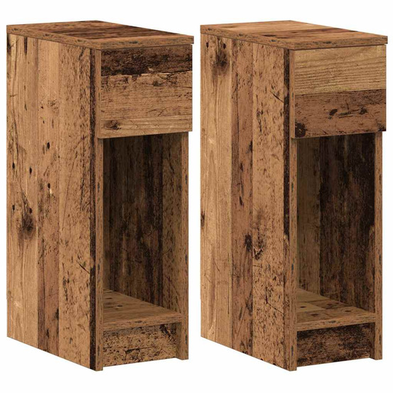 Tables de chevet avec tiroir 2 pcs vieux bois 20x36x60 cm