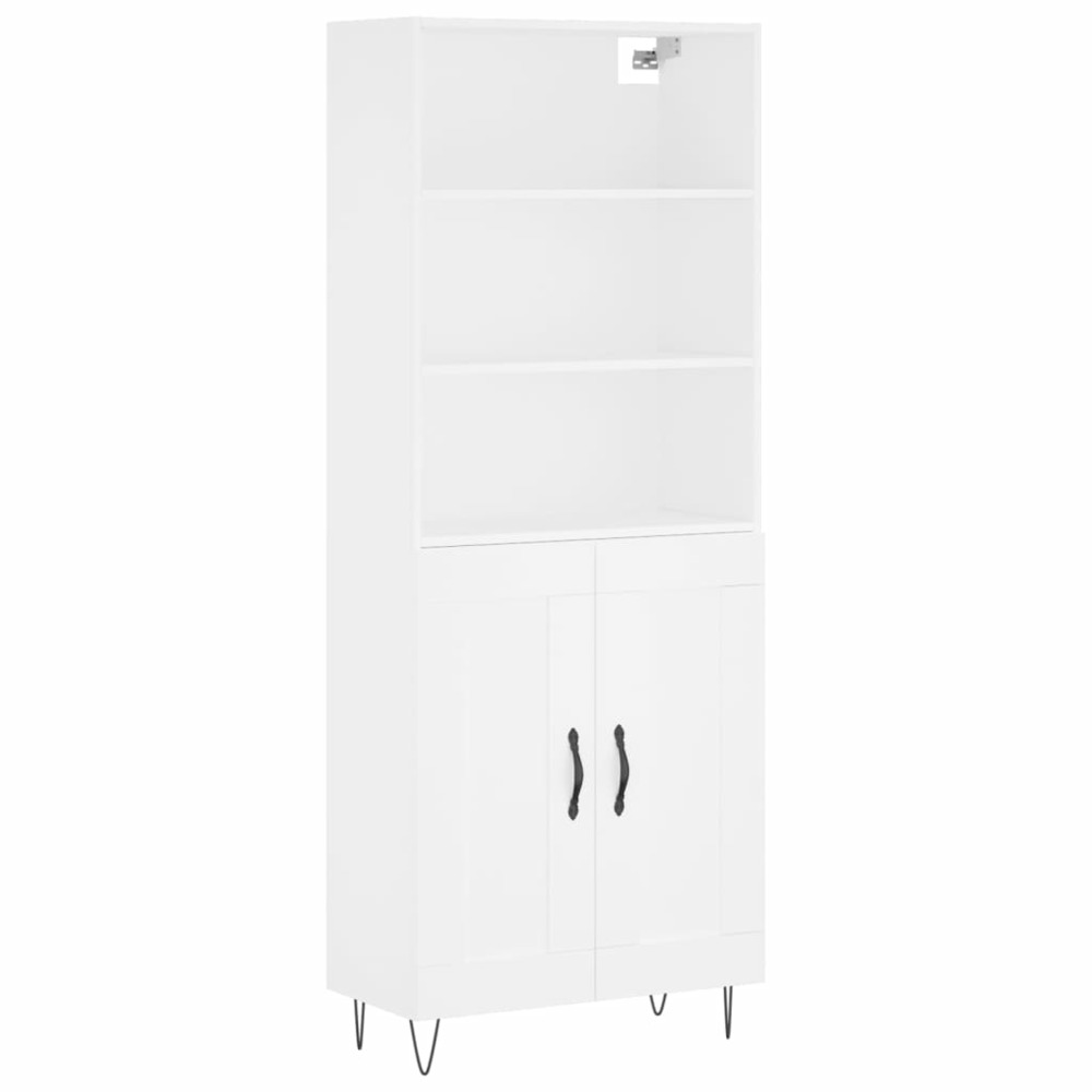 Buffet bahut commode armoire meuble de rangement organisateur cuisine salle de séjour salon haut 69,5 x 34 x 180 cm bois d'in