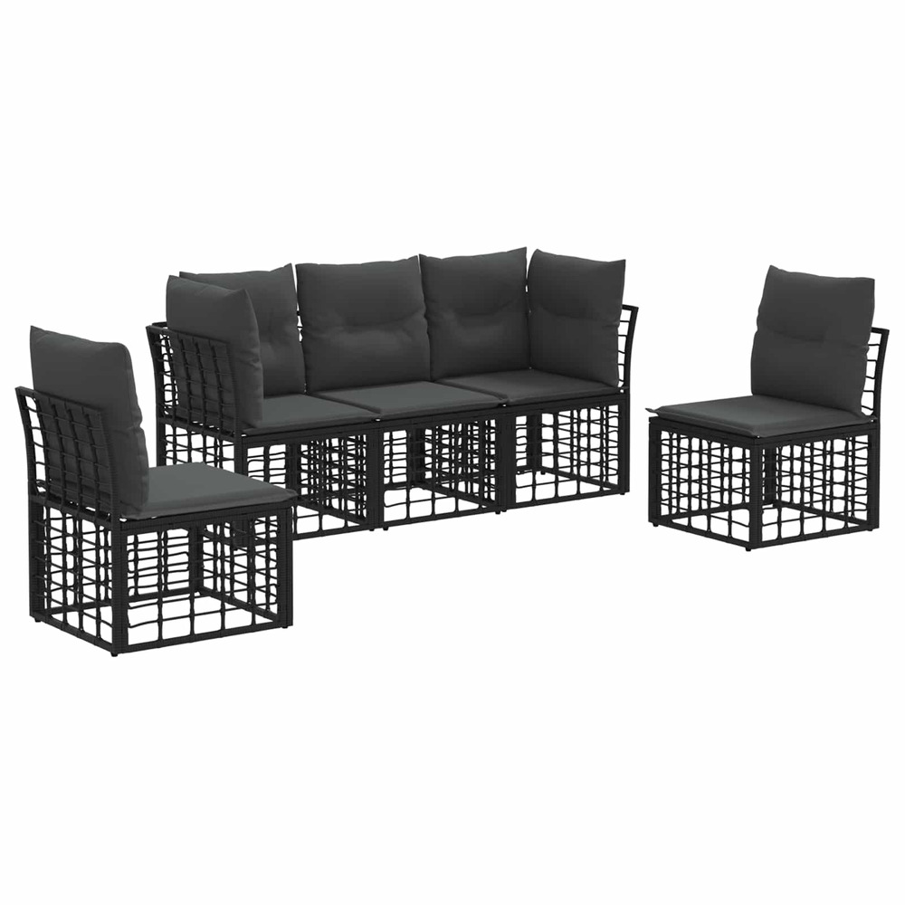 Ensemble de canapés d'extérieur noir polyester