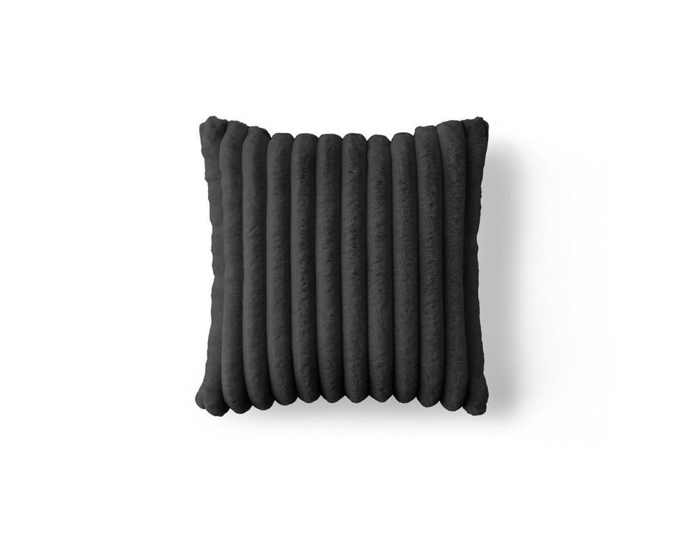 Pampelune - coussin - en fausse fourrure côtelé et velours - 40x40 cm