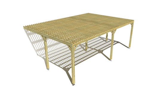 Pergola bois • 7m x 5m • adossée • sens largeur • lattage bois • livraison comprise