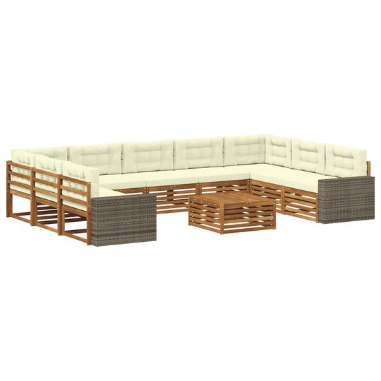 Ensemble de canapés d'extérieur 10 pc naturel et crème