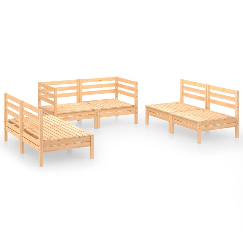 Salon de jardin 6 pcs bois de pin massif
