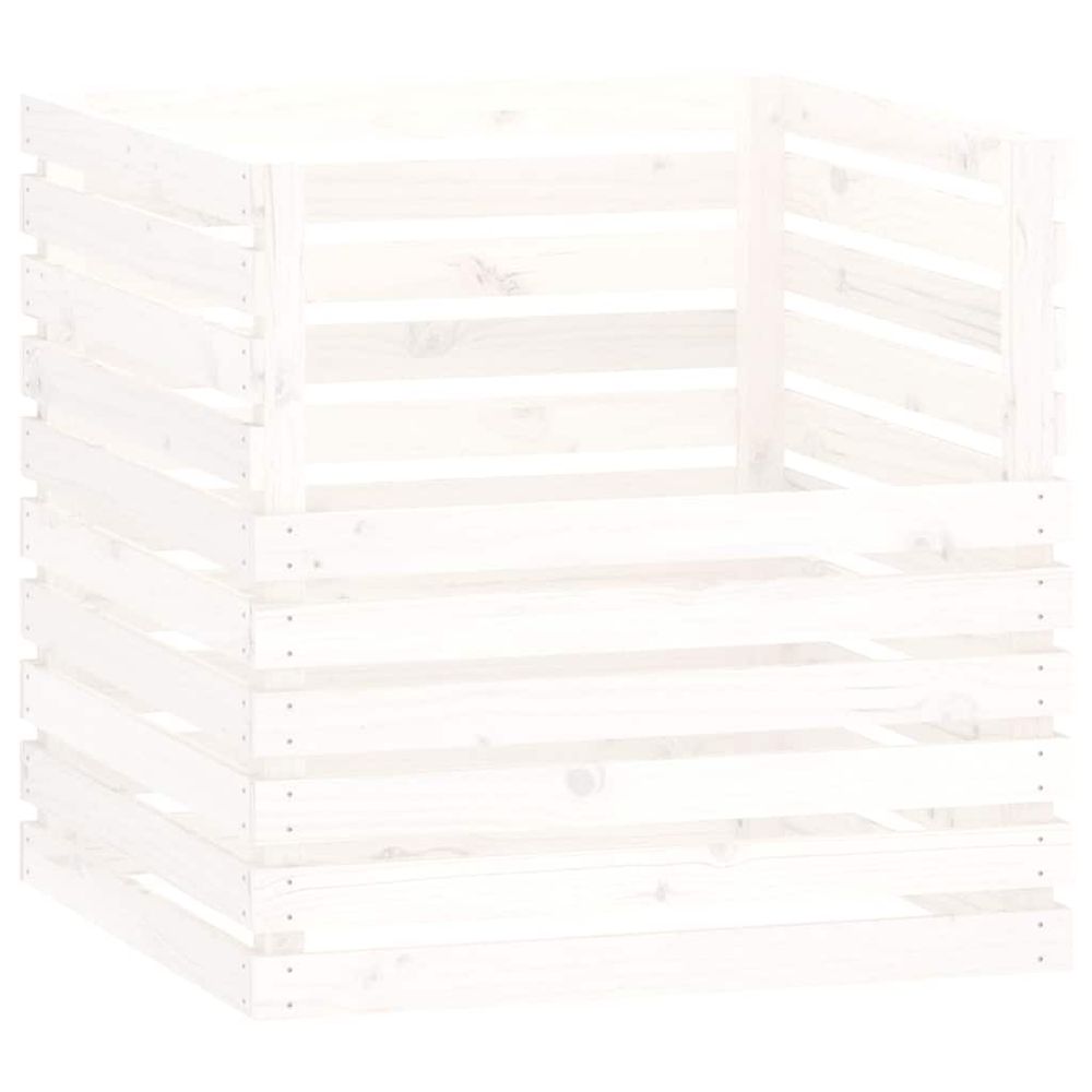 Composteur blanc 80x80x78 cm bois massif de pin