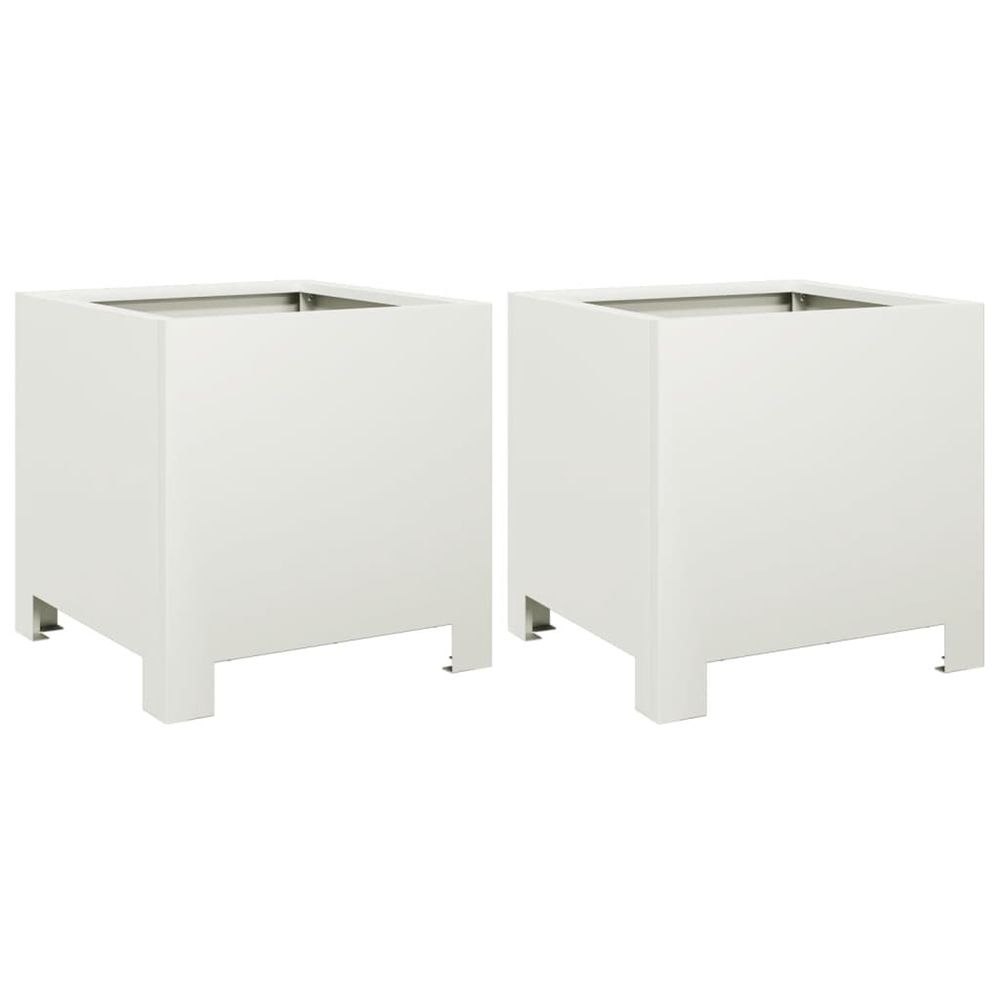 Jardinière d'extérieurs 2 pcs blanc 30x30x30 cm acier
