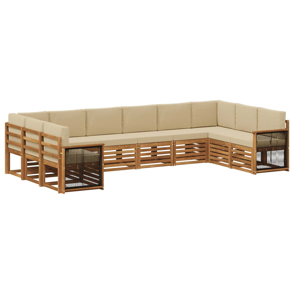 Ensemble de canapé d'angle avec coussin 7 pcs naturel