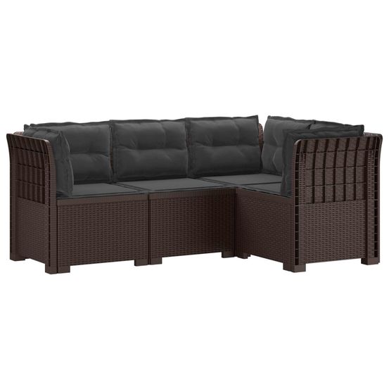 Canapé de jardin 4 places avec coussins aspect rotin pp marron