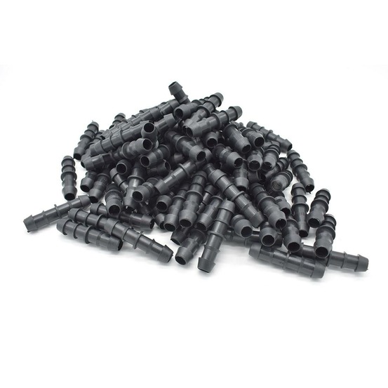 Lot de 100 raccords de jonction cannelés 16x16 pour micro irrigation