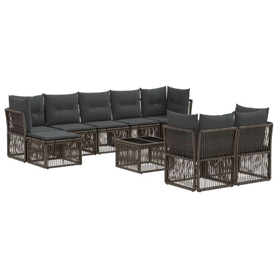 Ensemble de canapé de jardin 10 pc gris polyrotin