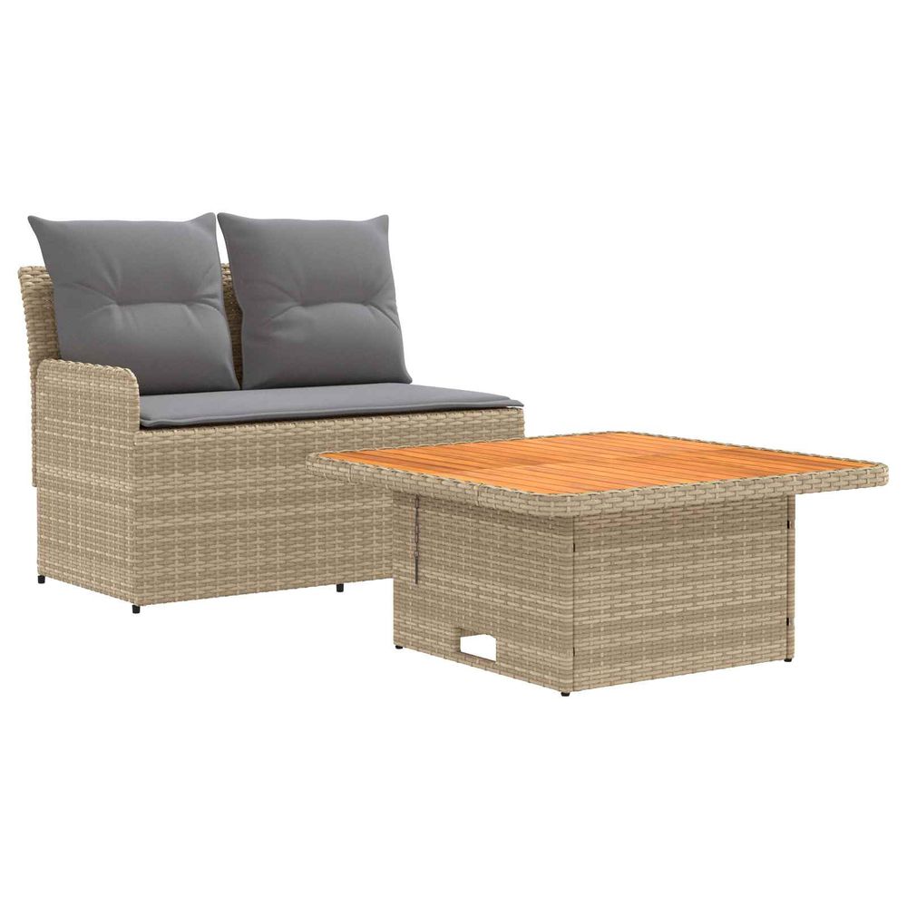 Canapé de jardin avec accoudoirs et table relevable 2 pièce
