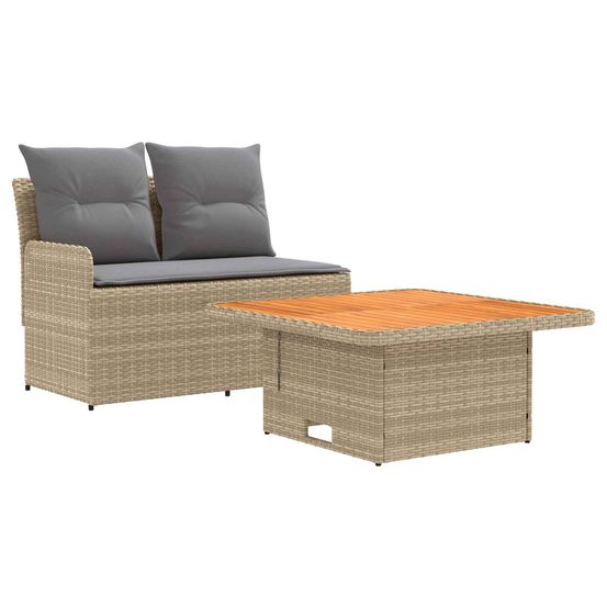 Canapé de jardin avec accoudoirs et table relevable 2 pièce
