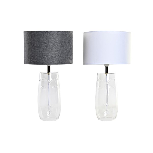 Lampe de bureau  visage transparent blanc gris clair moderne (2 unités) (30 x 30 x 54 cm)