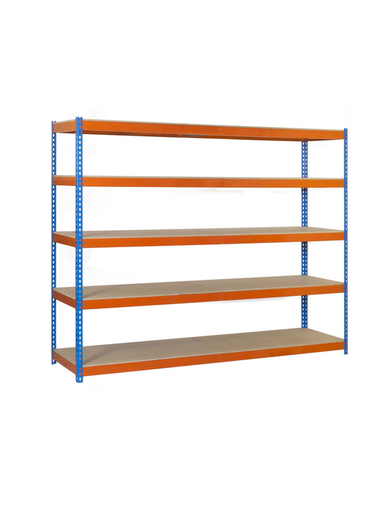 Etagère sans vis simonforte 1204-5 chipboard 3000 bleu/orang/bois bleu/orange/bois 3000x1200x450 - simonrack